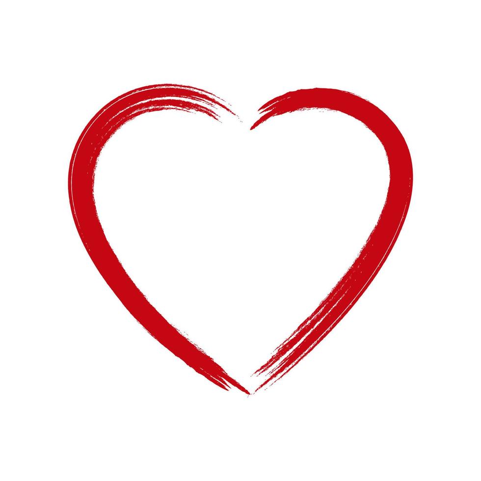 Herz . Schmutzstempel, Herzbürstenmalerei lokalisiert auf weißem Hintergrund. valentinstag zeichen. Vektor-Illustration. vektor