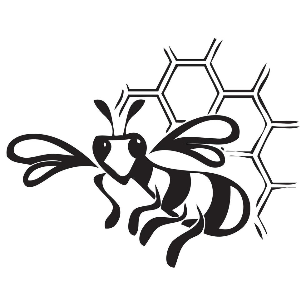 Waben- und Bienensymbole auf weißem Hintergrund. Vektor-Illustration. vektor
