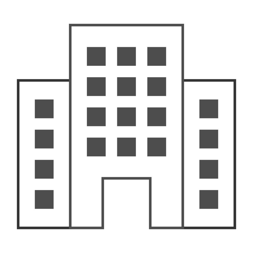 Hotelgebäude-Symbol auf weißem Hintergrund. Vektor-Illustration. vektor