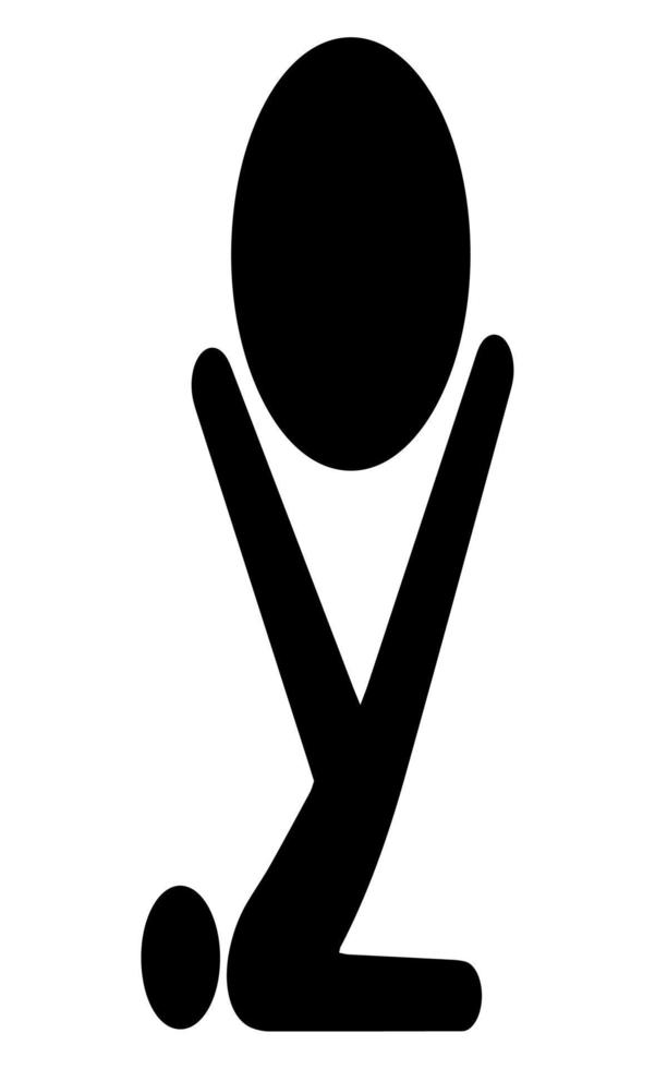 angehobenes Bein-Yoga-Positionssymbol mit Ball auf weißem Hintergrund. Vektor-Illustration. vektor