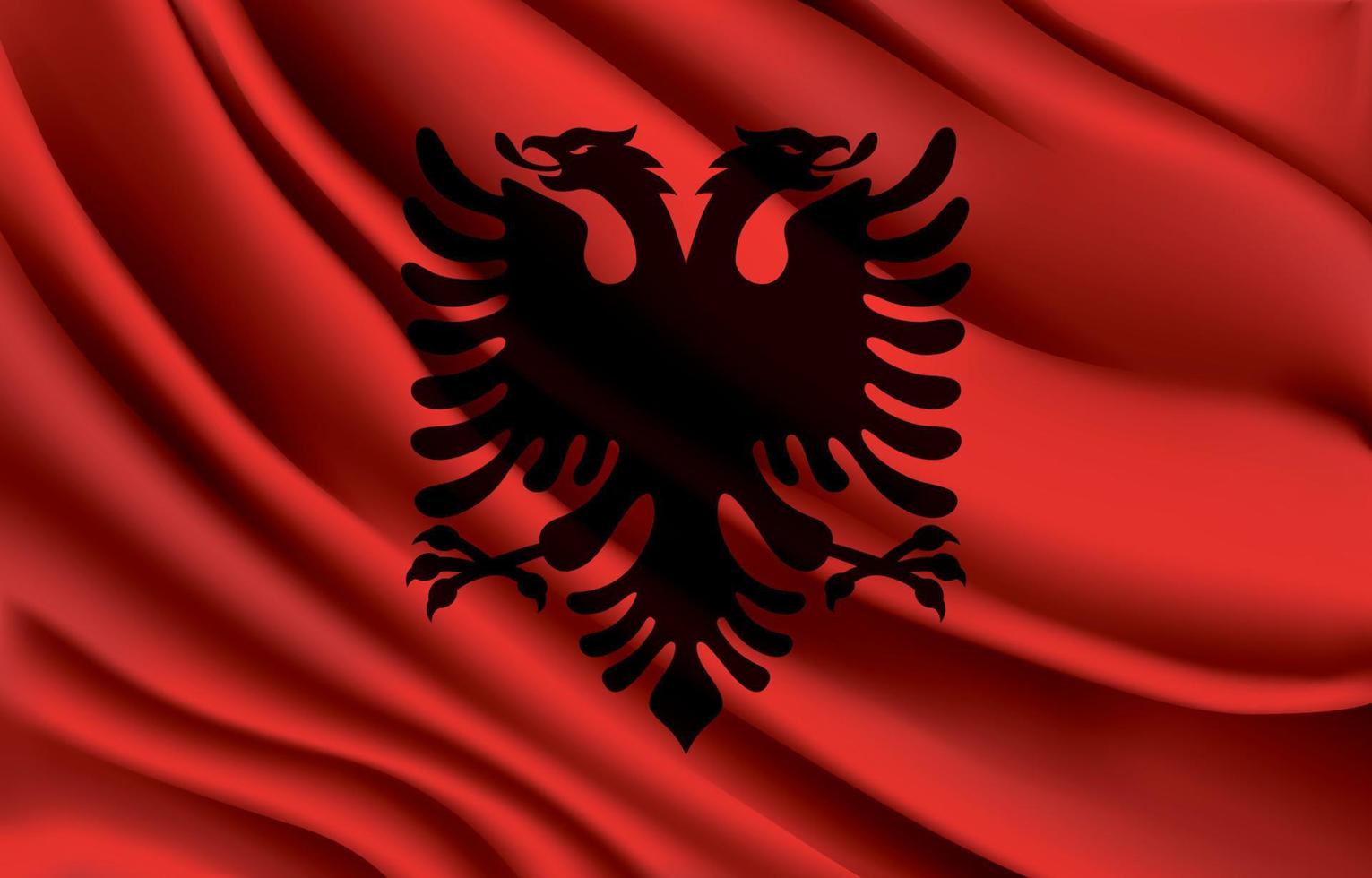 albanische nationalflagge, die realistische vektorillustration schwenkt vektor