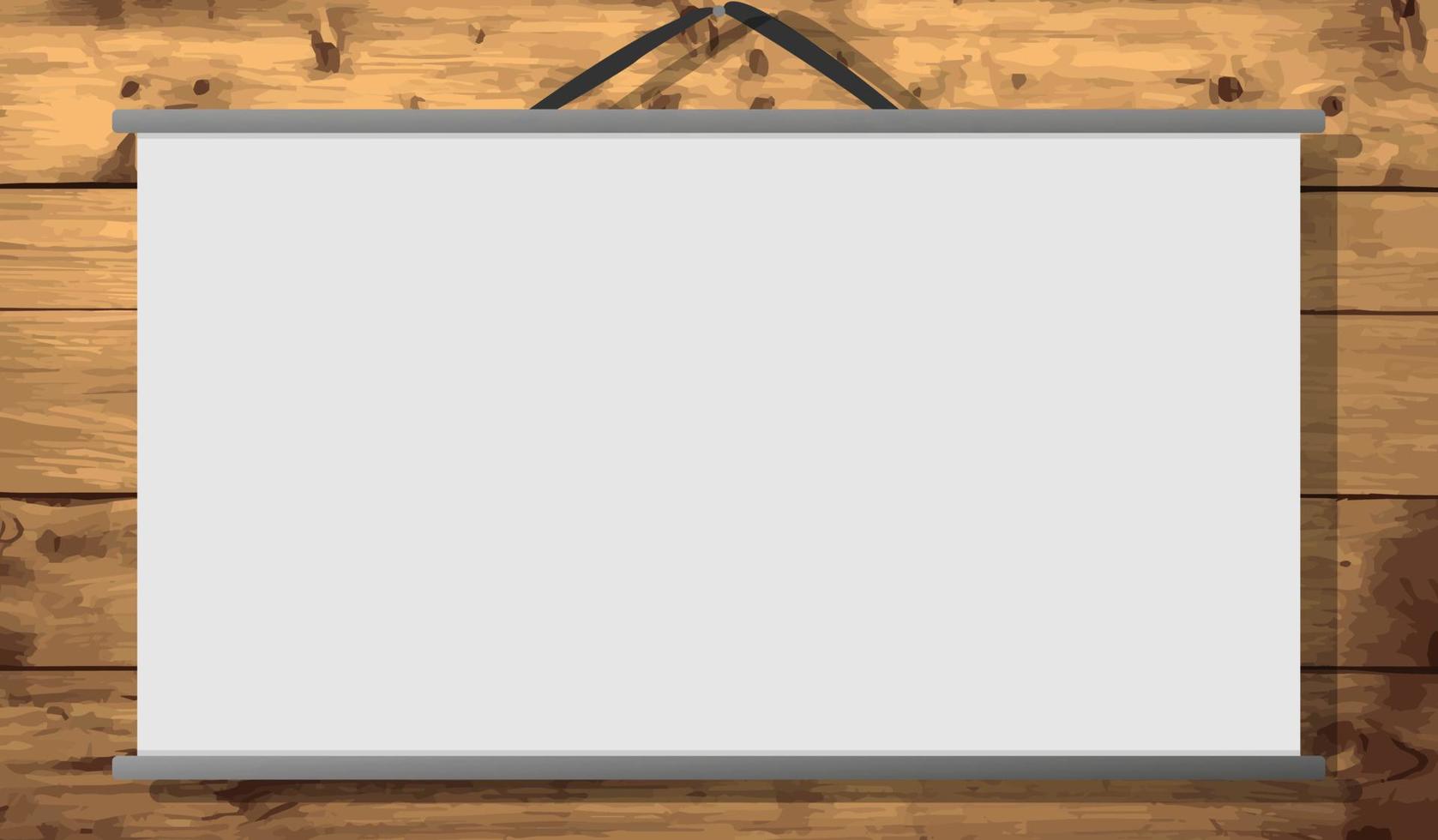 hängande whiteboard i trävägg bakgrund, kopiera utrymme vektorillustration, tom bakgrund vektor