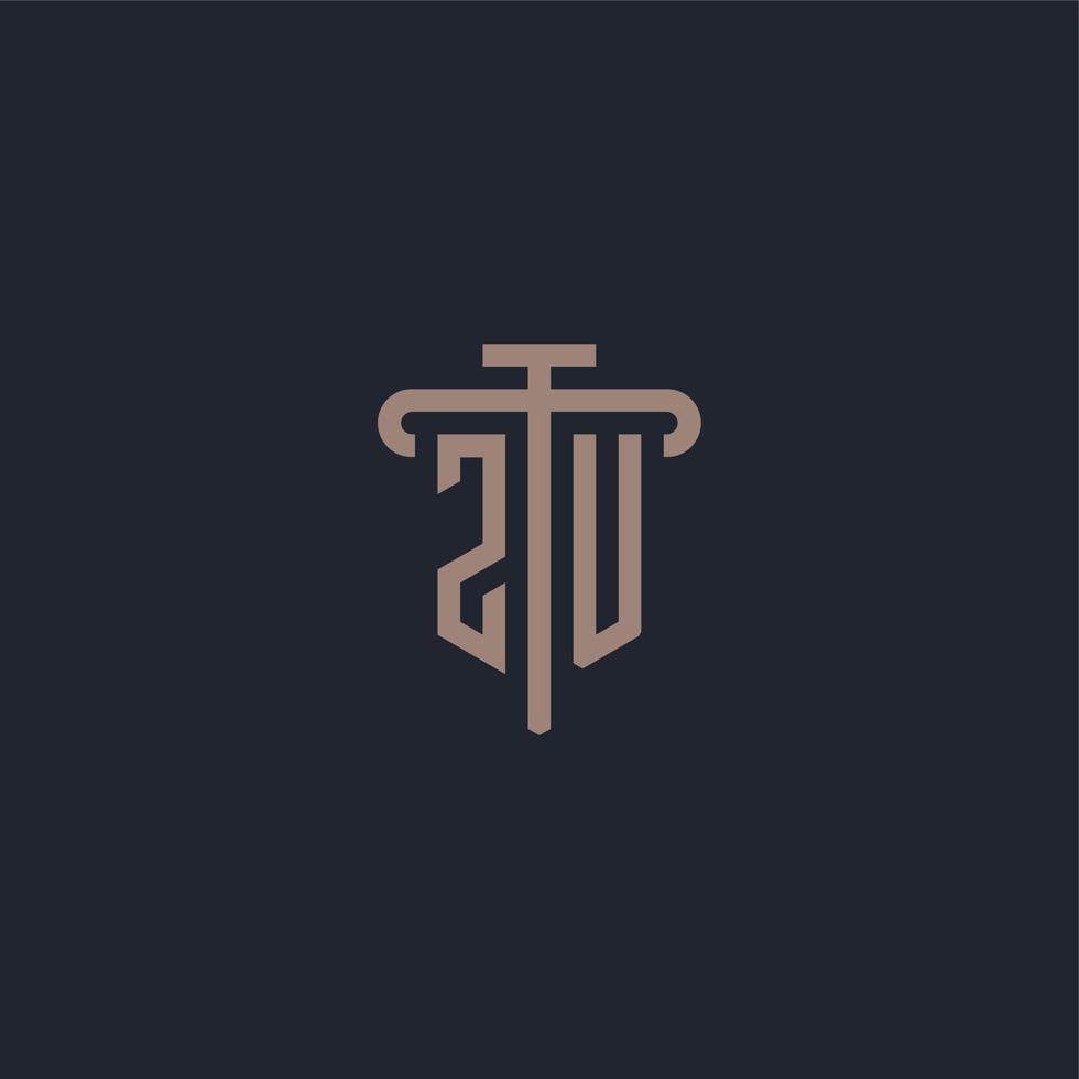 zu första logotyp monogram med pelare ikon design vektor