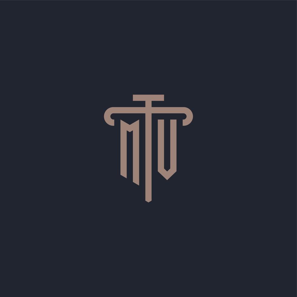 mv första logotyp monogram med pelare ikon design vektor