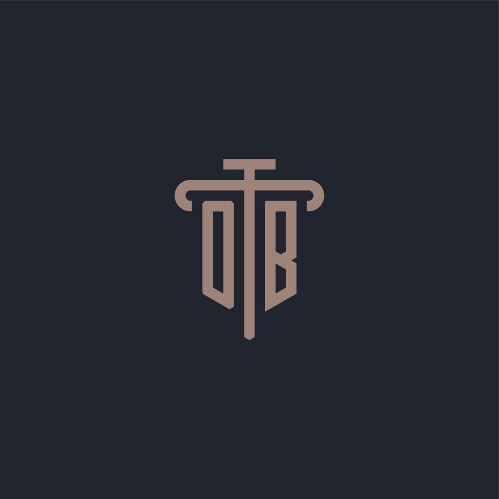 ob anfängliches Logo-Monogramm mit Säulen-Icon-Design-Vektor vektor