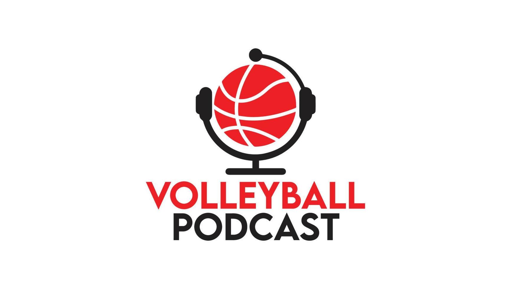 Volleyball-Basketball-Podcast kreative Logo-Design-Vorlage vektor