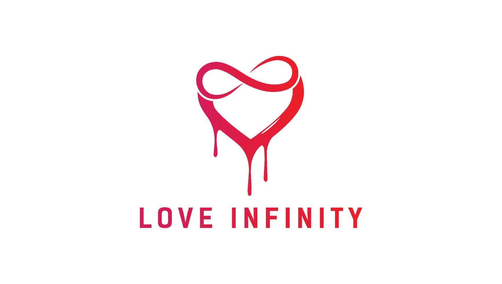 infintiy kärlek hjärta droppande logotyp designmall vektor