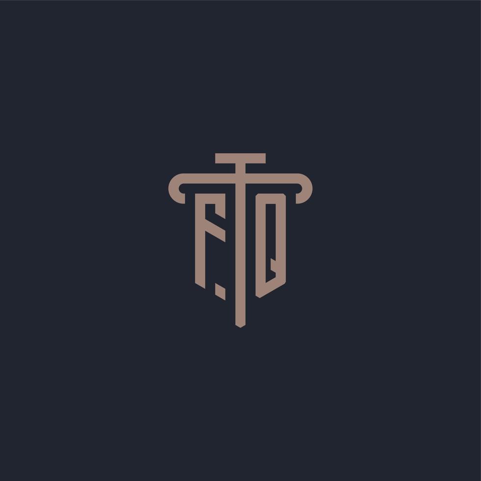 fq första logotyp monogram med pelare ikon design vektor