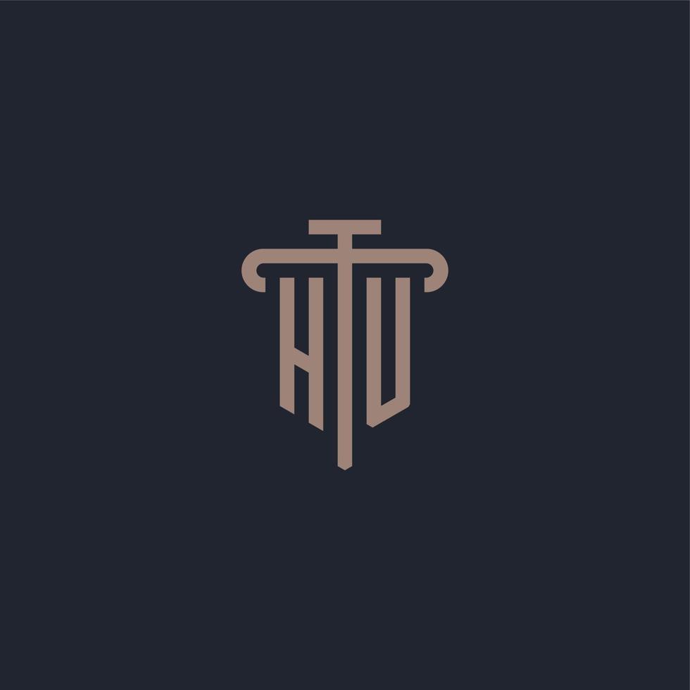 hu första logotyp monogram med pelare ikon design vektor