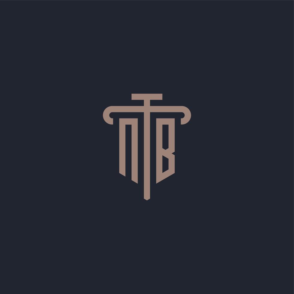 nb anfängliches Logo-Monogramm mit Säulen-Icon-Design-Vektor vektor
