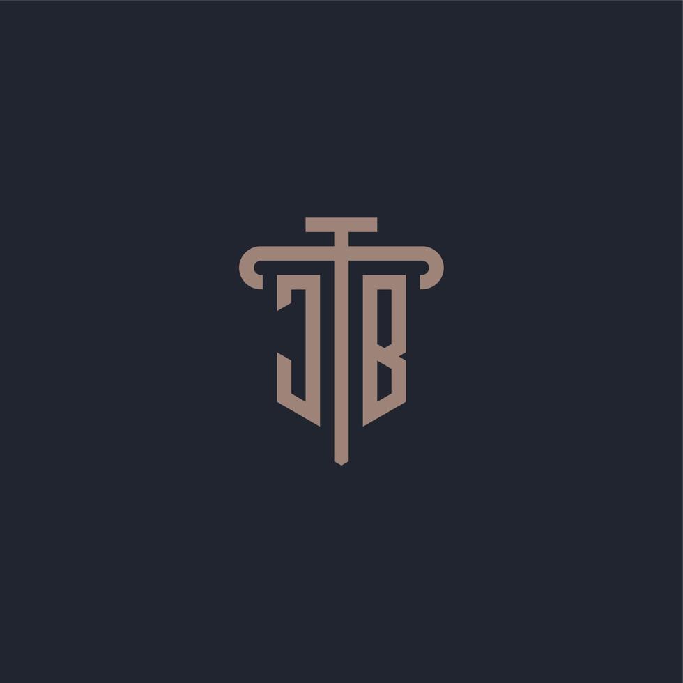 jb initiala logotyp monogram med pelare ikon design vektor