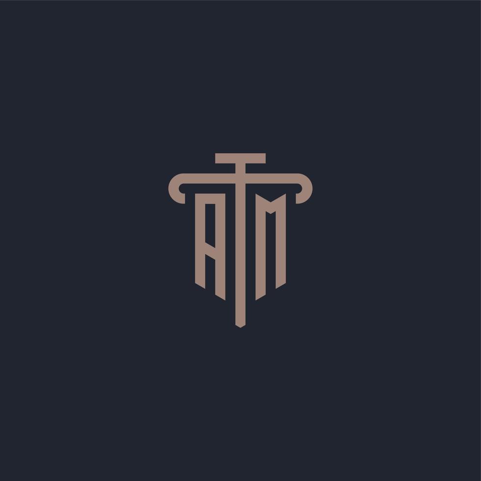am första logotyp monogram med pelare ikon design vektor