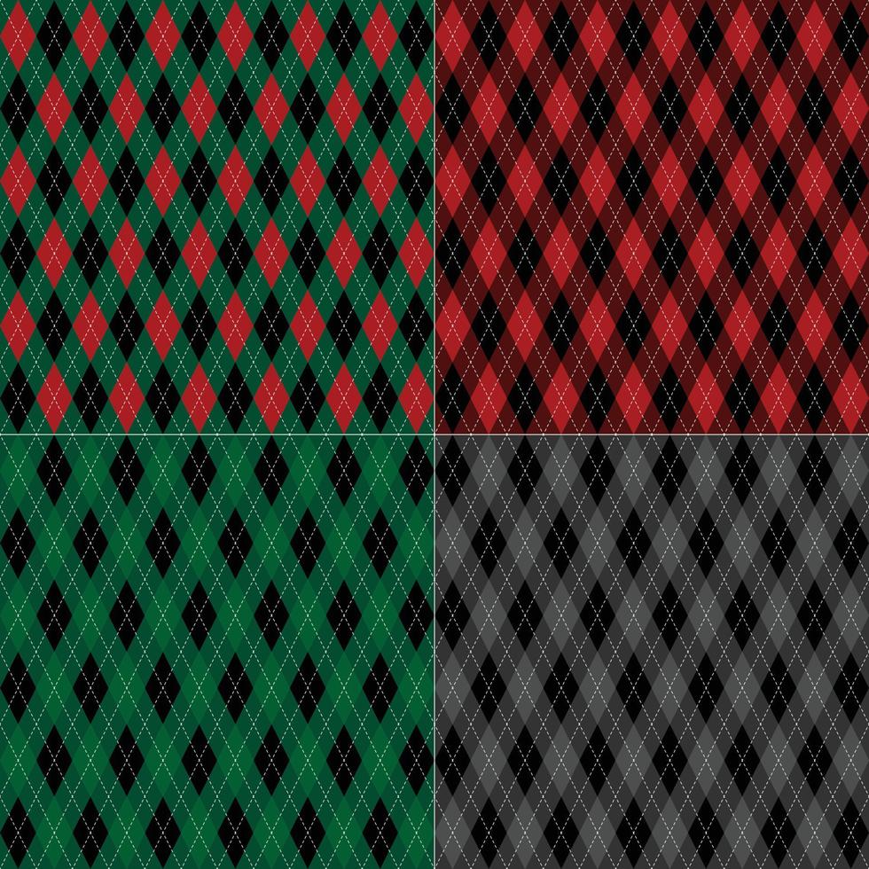 svart röd grön argyle tartan sömlösa plädar vektor