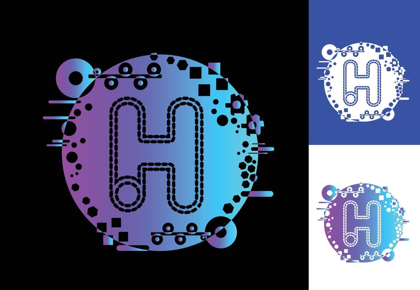 h teknologi logotyp, ikon, t-shirt, klistermärke designmall vektor