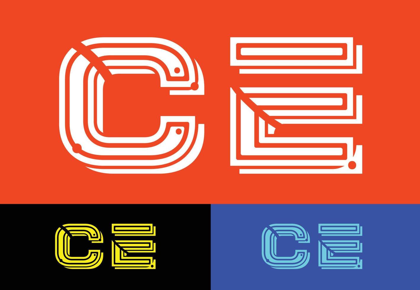 ce-brief-logo, t-shirt und aufkleber-design-vorlage vektor