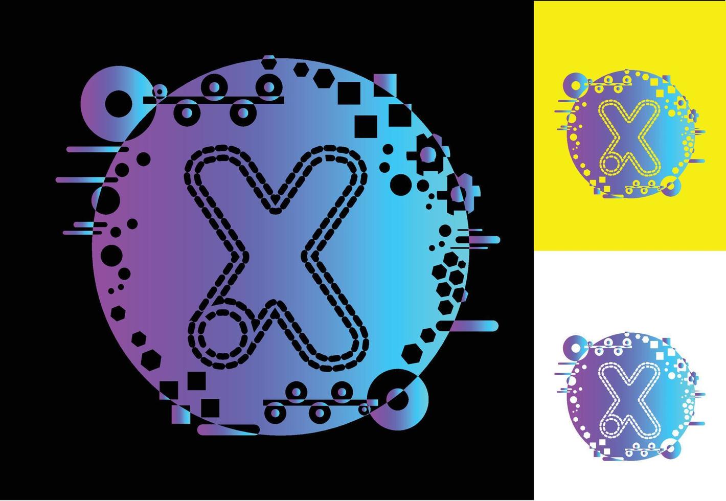 x teknologi logotyp, ikon, t-shirt, klistermärke designmall vektor