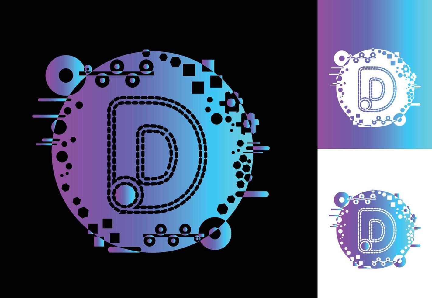 d-Technologie-Logo, Symbol, T-Shirt, Aufkleber-Design-Vorlage vektor