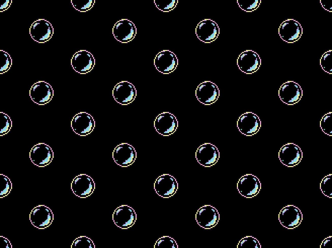 bubblor seriefigur seamless mönster på svart bakgrund. pixel stil. vektor