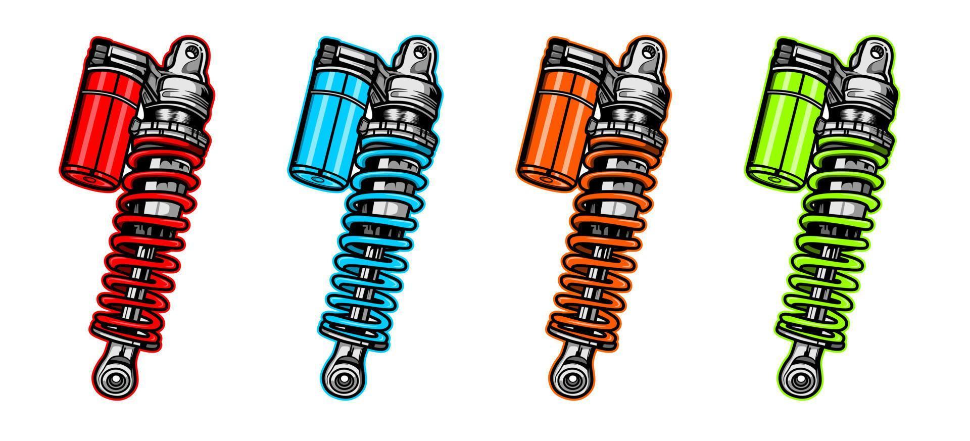 motorradteile, stoßdämpferpumpe, bremsscheibe, scheibenbremse, autozubehörvektorillustration vektor