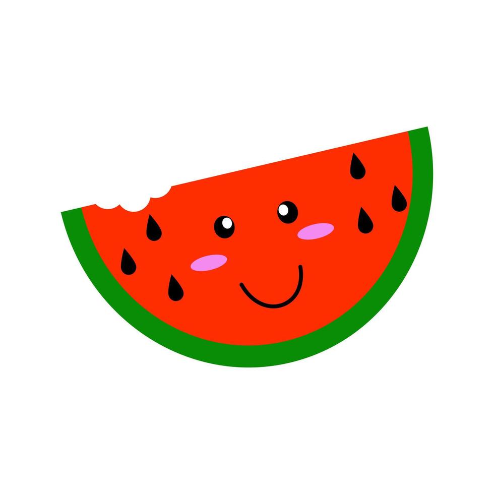 süße Wassermelonenscheibe. Fruchtsymbol isoliert auf weißem Hintergrund. vektor