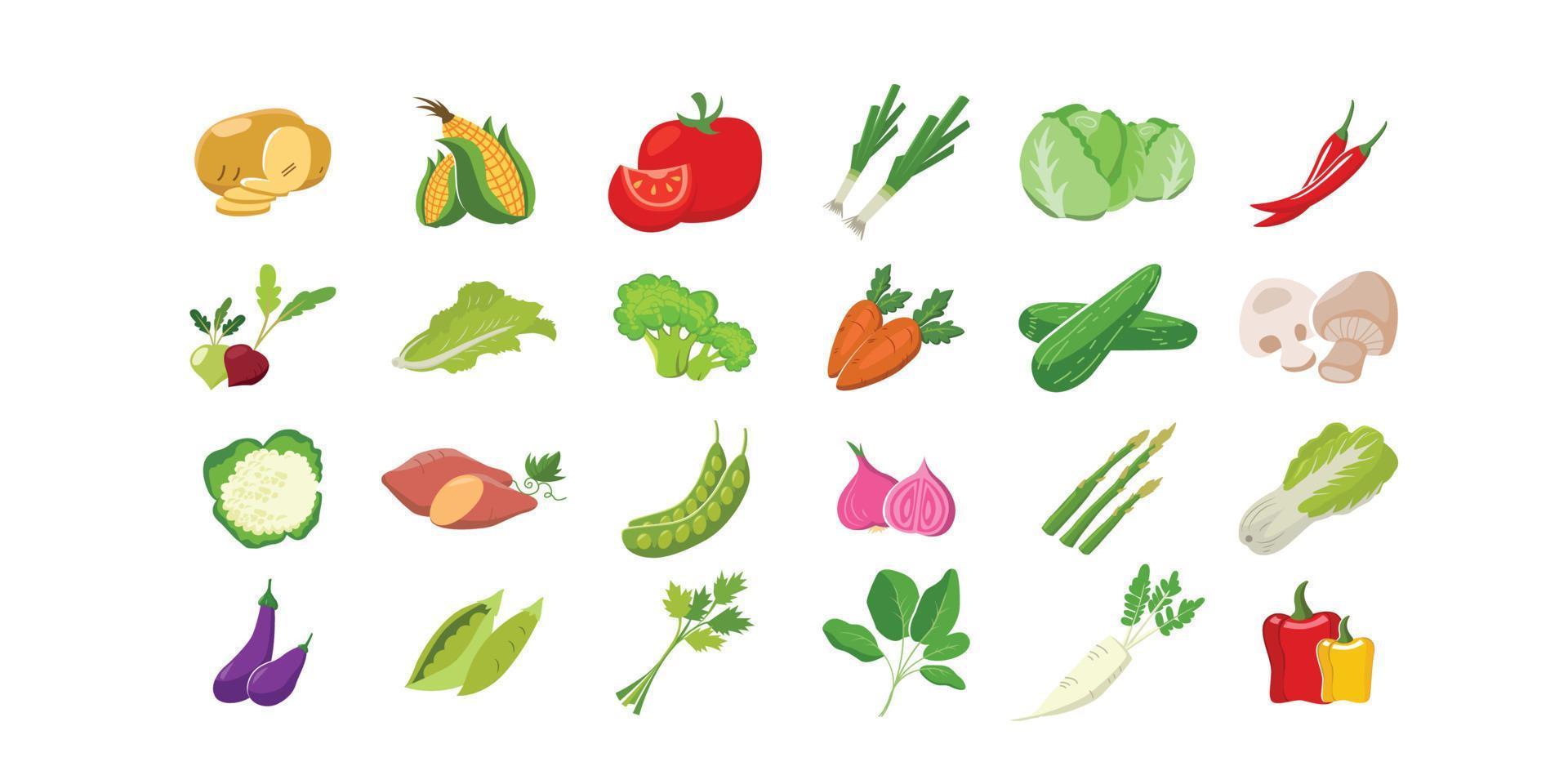 Vektor-Illustrationsdesign der flachen Art des Gemüses vektor