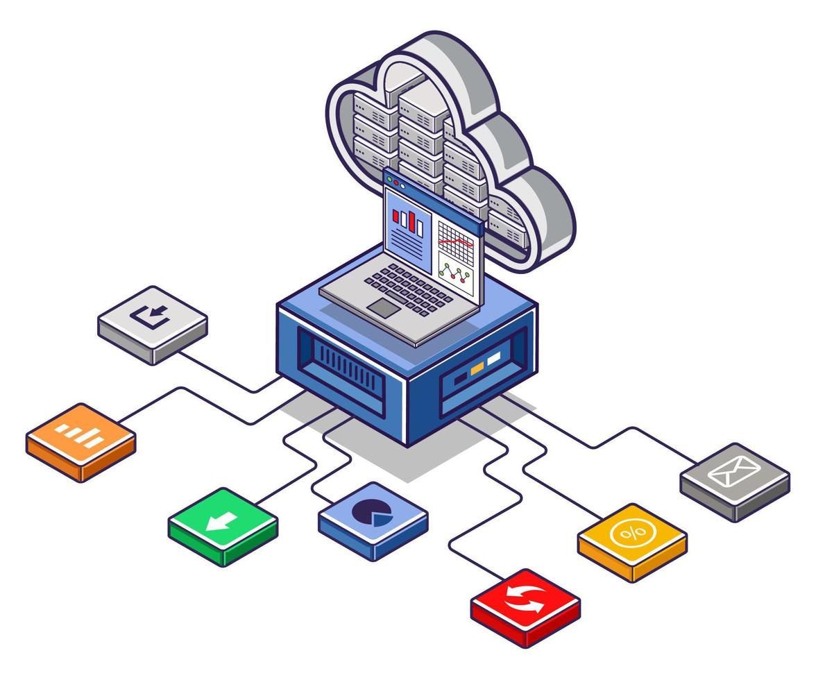 Cloud-Server-Anwendungsnetzwerk-Computer vektor