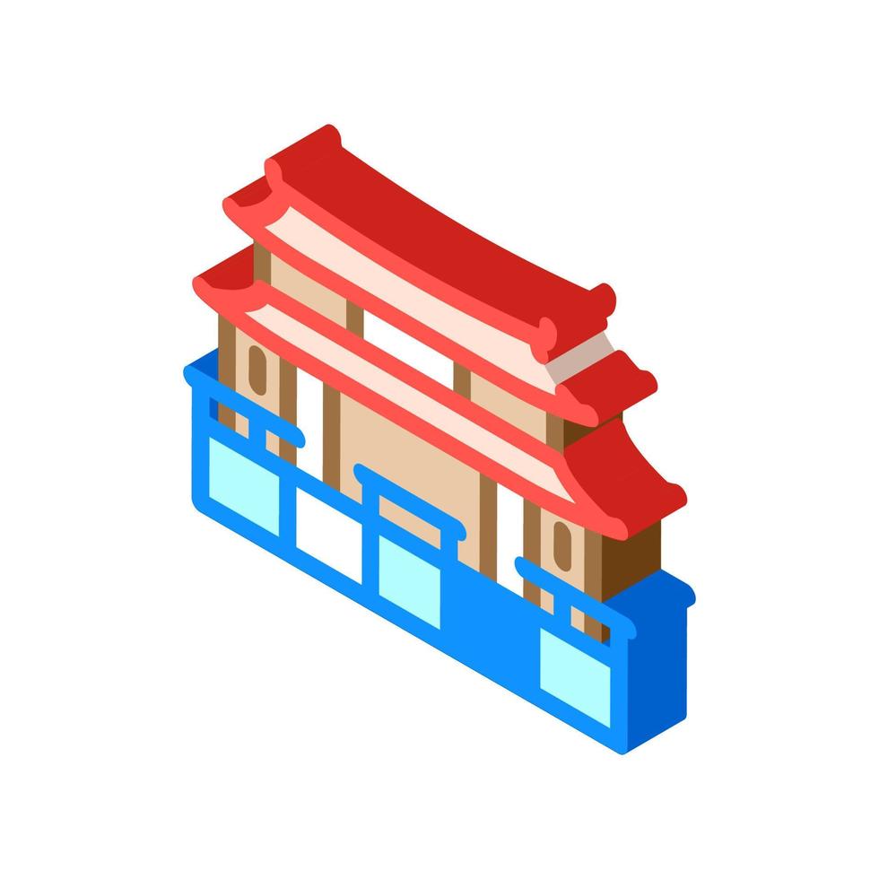 traditionell kinesisk tempel isometrisk ikon vektorillustration vektor