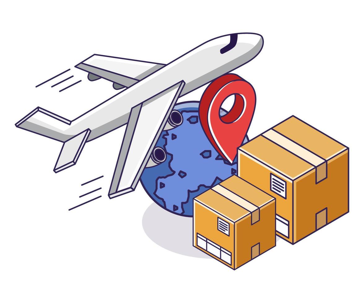 flygplan levererar paket runt om i världen vektor