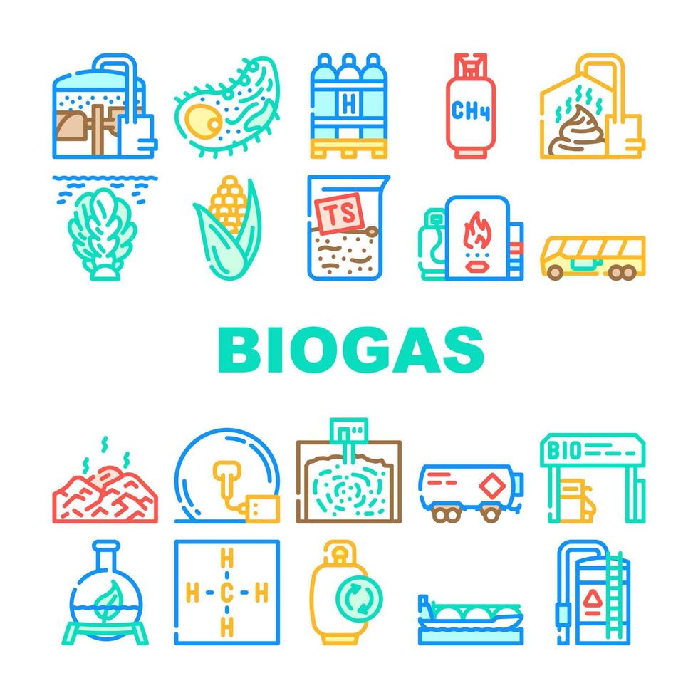 Symbole für die Sammlung von Biogasenergiekraftstoffen stellten Vektor ein