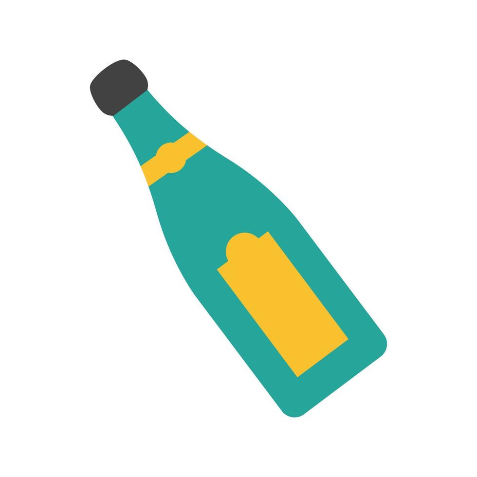 champagneflaska platt flerfärgad ikon vektor