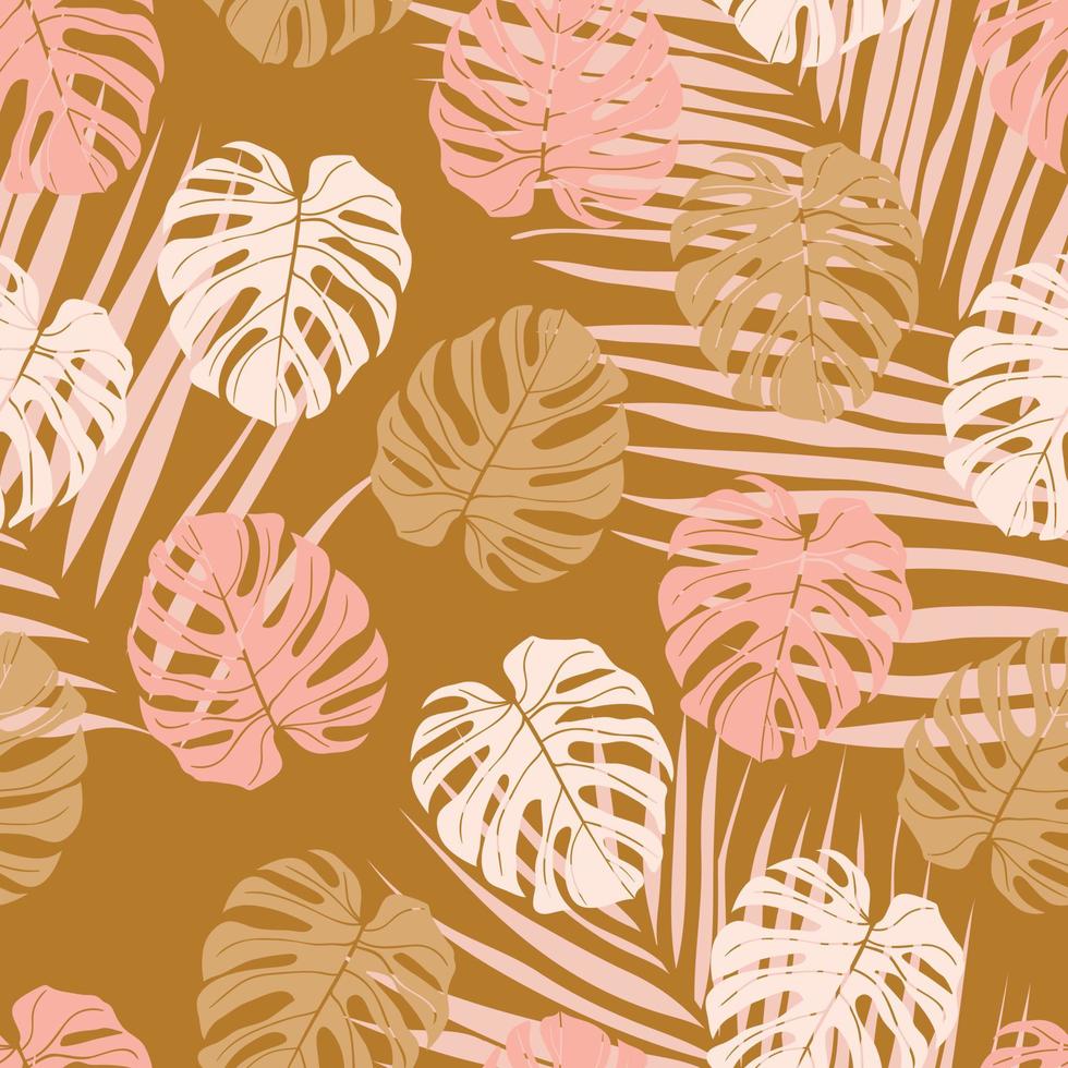 vackra tropiska grenar och löv mönsterdesign. bra för tryck, inslagning, textil och tyg. handritad bakgrund. botanisk kakel. ytmönsterdesign. vektor