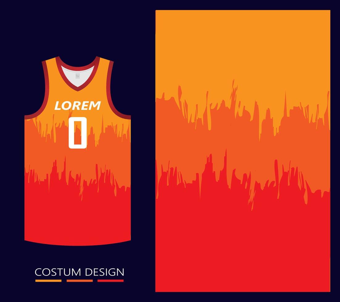 Basketball-Trikot-Muster-Design-Vorlage. orangefarbener abstrakter Hintergrund für Stoffmuster. Basketball-, Lauf-, Fußball- und Trainingstrikots. Vektor-Illustration vektor