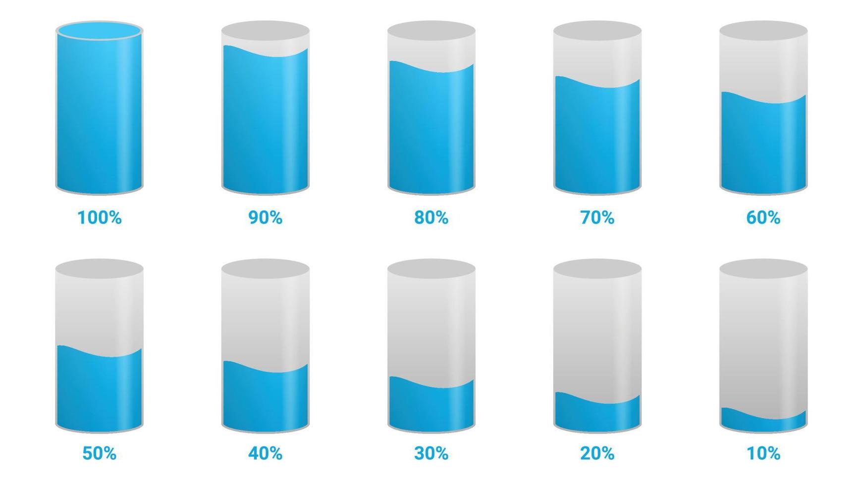 batteriikon infografisk vektorillustration, batteri vid 10 20 30 40 50 60 70 80 90 100 procent vektor