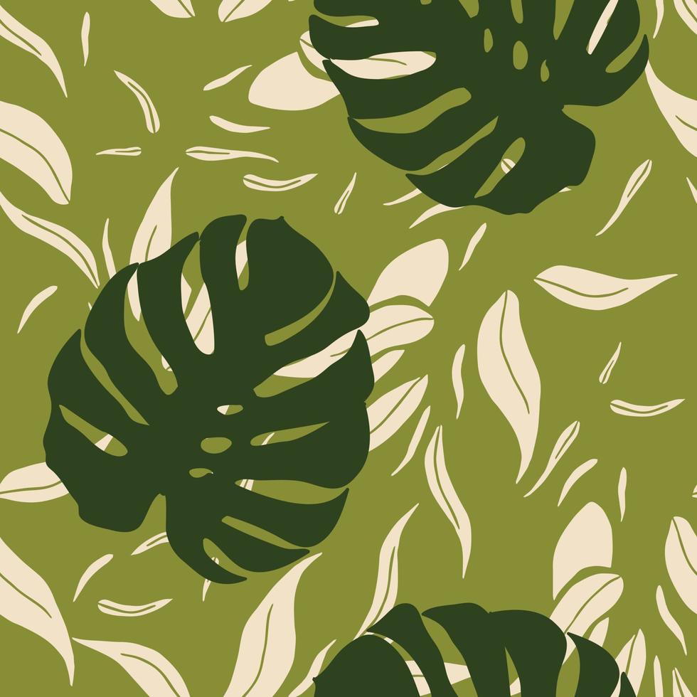 vackra tropiska monstera lämnar sömlös mönsterdesign. tropiska löv natur bakgrund. trendig brasiliansk illustration. vår- och sommardesign för textil, tryck, omslagspapper. vektor