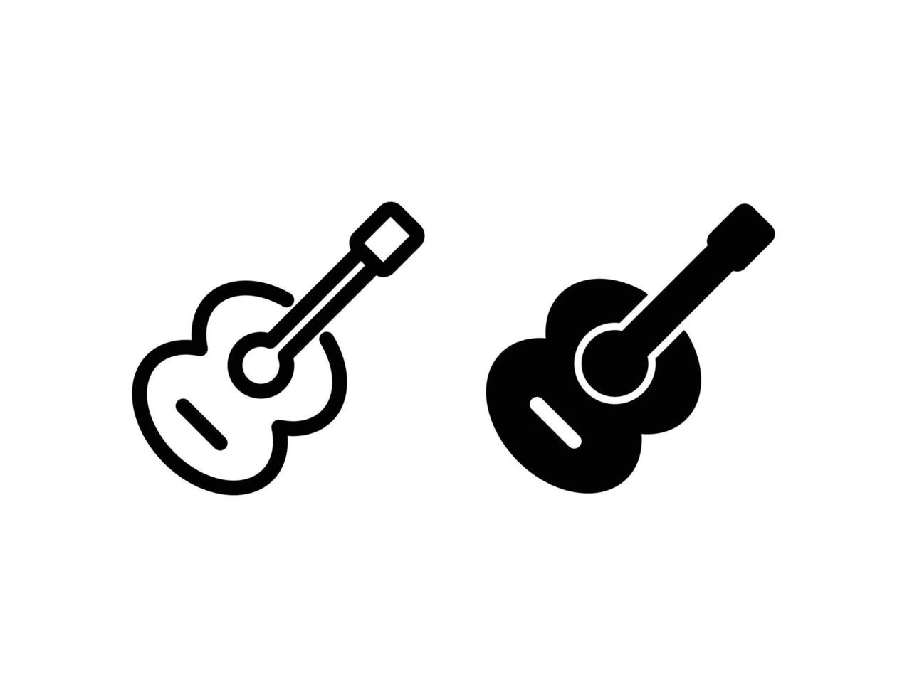 gitarr ikon. konturikon och solid ikon vektor