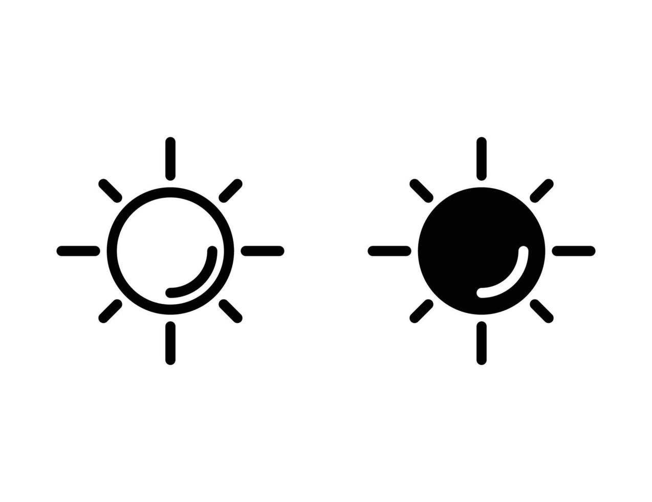 Sonne-Symbol. Umrisssymbol und solides Symbol vektor