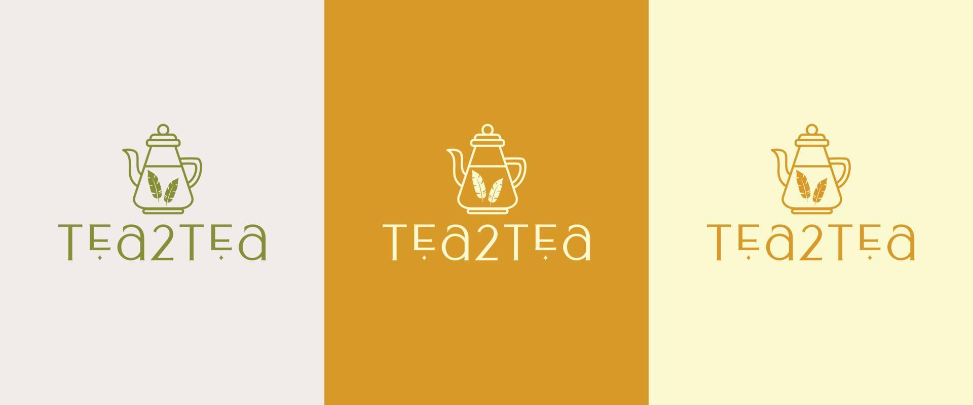 Teekanne Logo Vorlage Vektor Icon Design. teeelement und kaffeezubehörillustration können als logo oder symbol in premiumqualität verwendet werden. Tee 2 Tee-Logo-Design.
