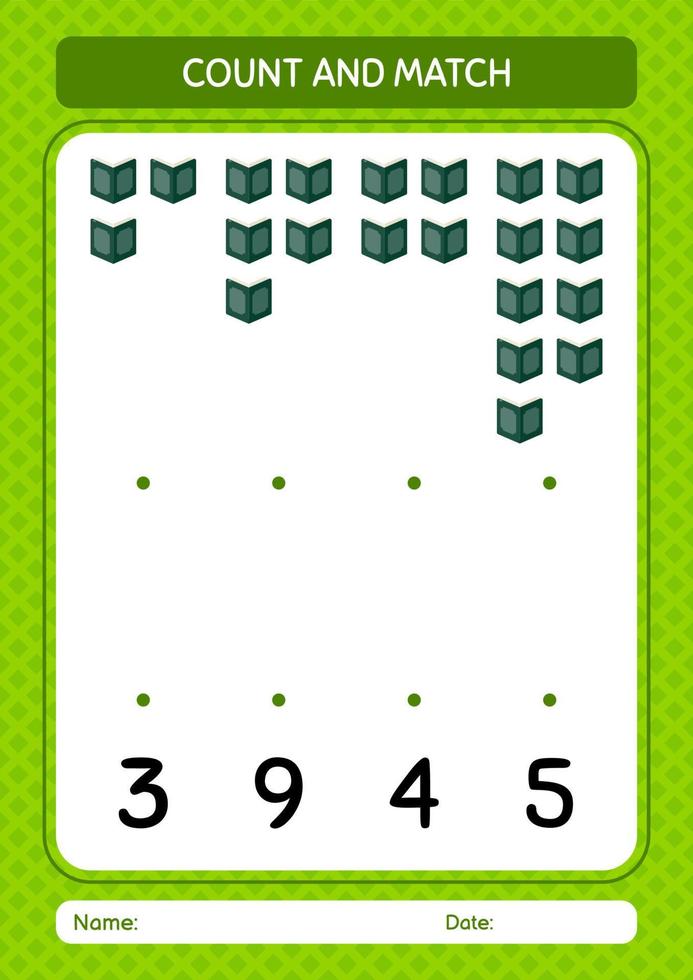 räkna och matcha spel med koranen. arbetsblad för förskolebarn, aktivitetsblad för barn vektor