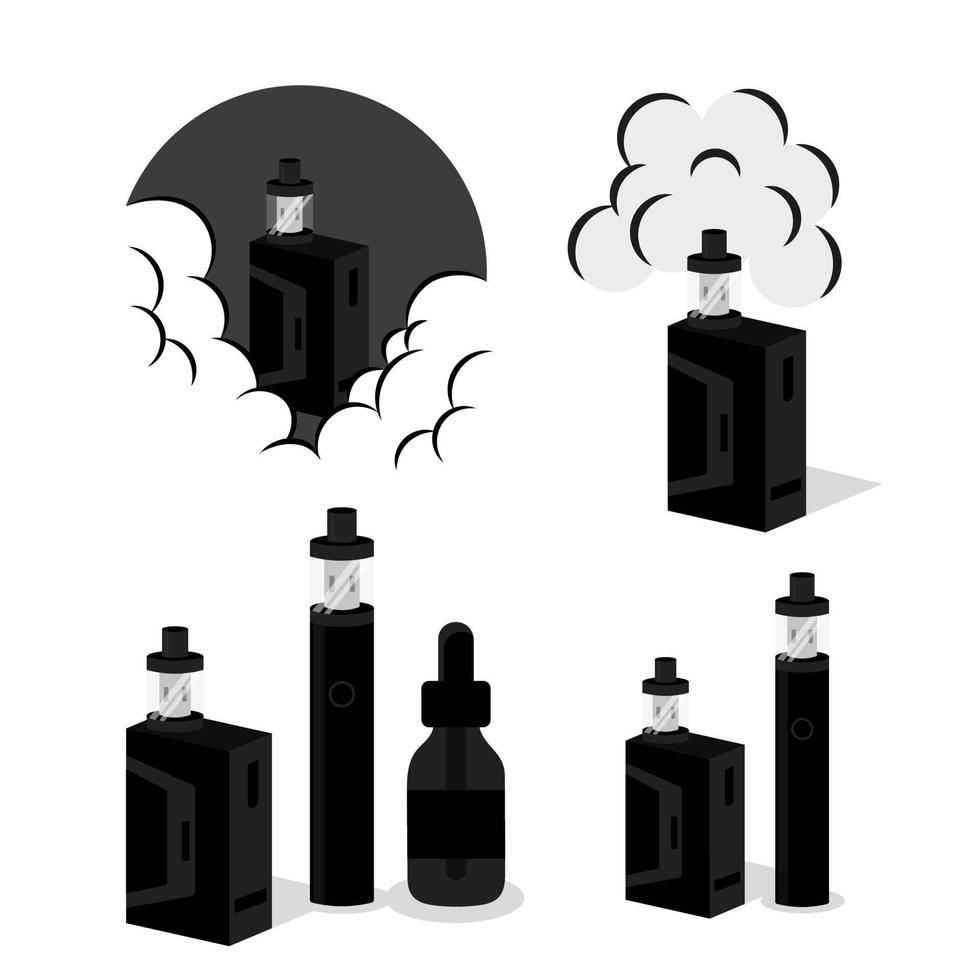 elektronisk cigarett isolerade element vaping vape element för vapor bar och vape shop vektor