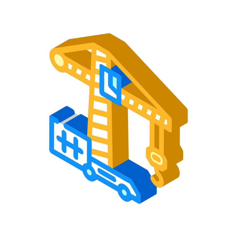 kran byggnad konstruktion isometrisk ikon vektorillustration vektor