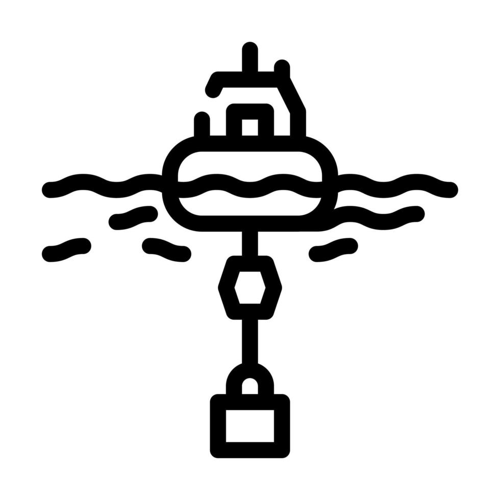 Floating Generator Gezeitenkraftwerk Symbol Leitung Vektor Illustration