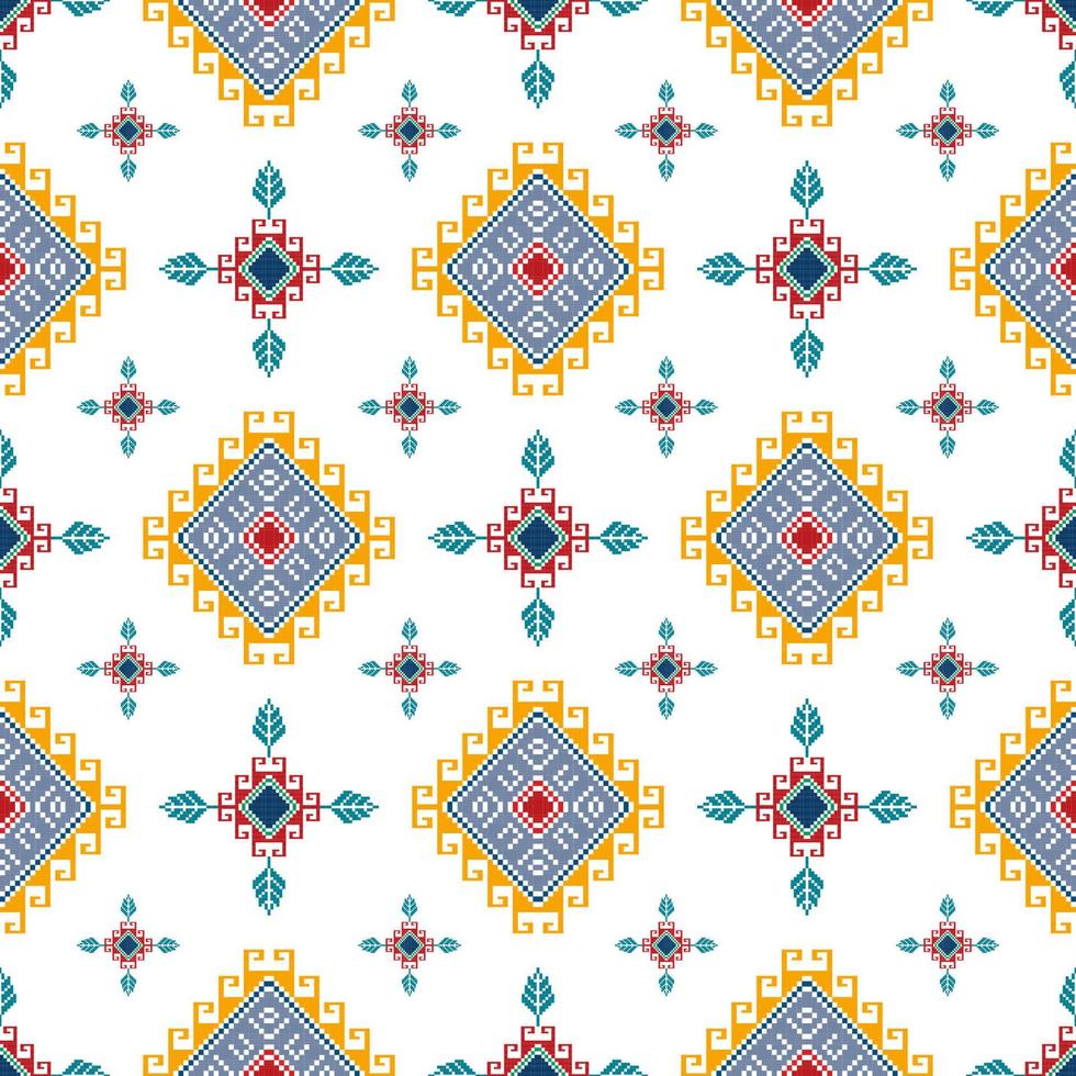 ikat ethnisches nahtloses musterdesign. aztekischer Stoff Teppich Mandala Ornamente Textildekorationen Tapete. tribal boho native ethnische türkei traditionelle stickerei vektor hintergrund