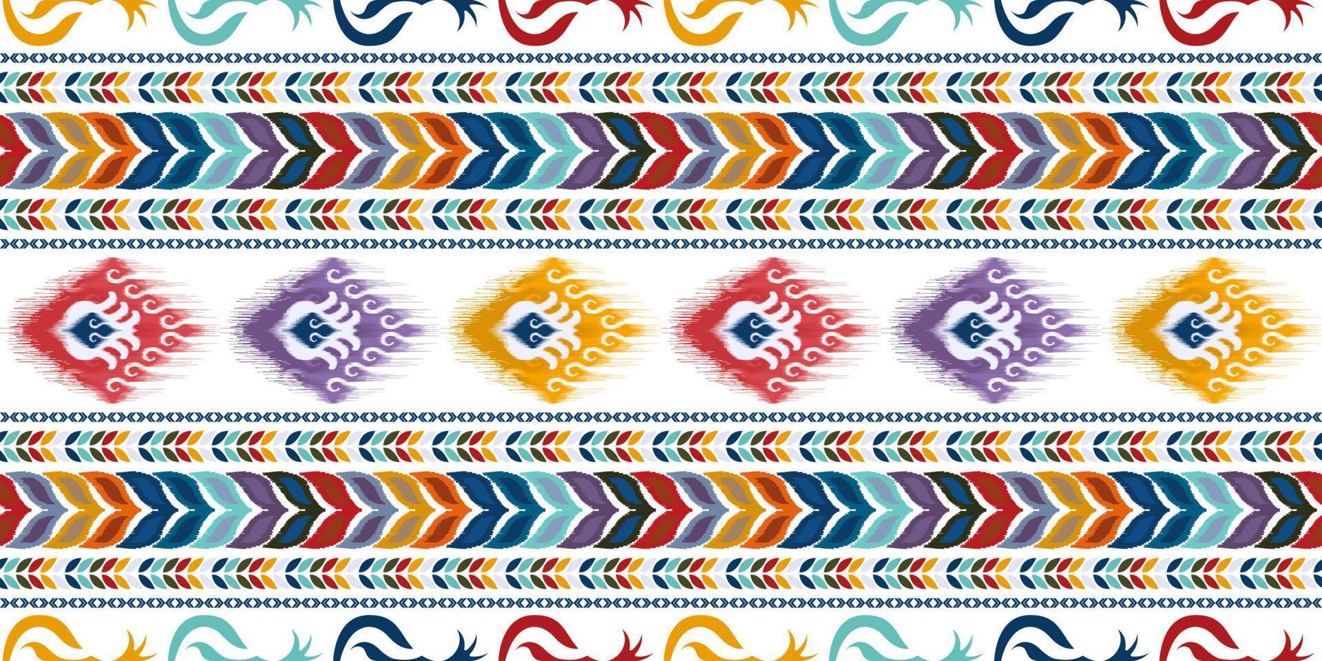 ikat etniska sömlösa mönsterdesign. Aztec tyg matta mandala ornament textil dekorationer tapet. tribal boho infödda etniska kalkon traditionell broderi vektor bakgrund