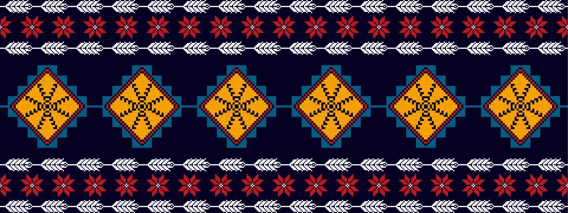 ikat etniska sömlösa mönsterdesign. Aztec tyg matta mandala ornament textil dekorationer tapet. tribal boho infödda etniska kalkon traditionell broderi vektor bakgrund