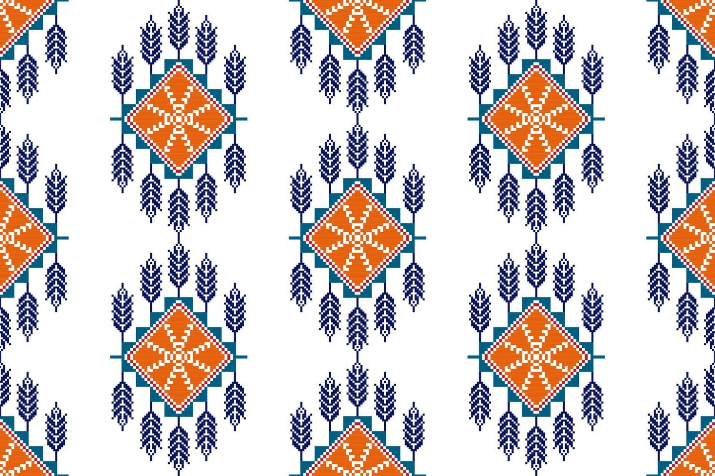 ikat etniska sömlösa mönsterdesign. Aztec tyg matta mandala ornament textil dekorationer tapet. tribal boho infödda etniska kalkon traditionell broderi vektor bakgrund