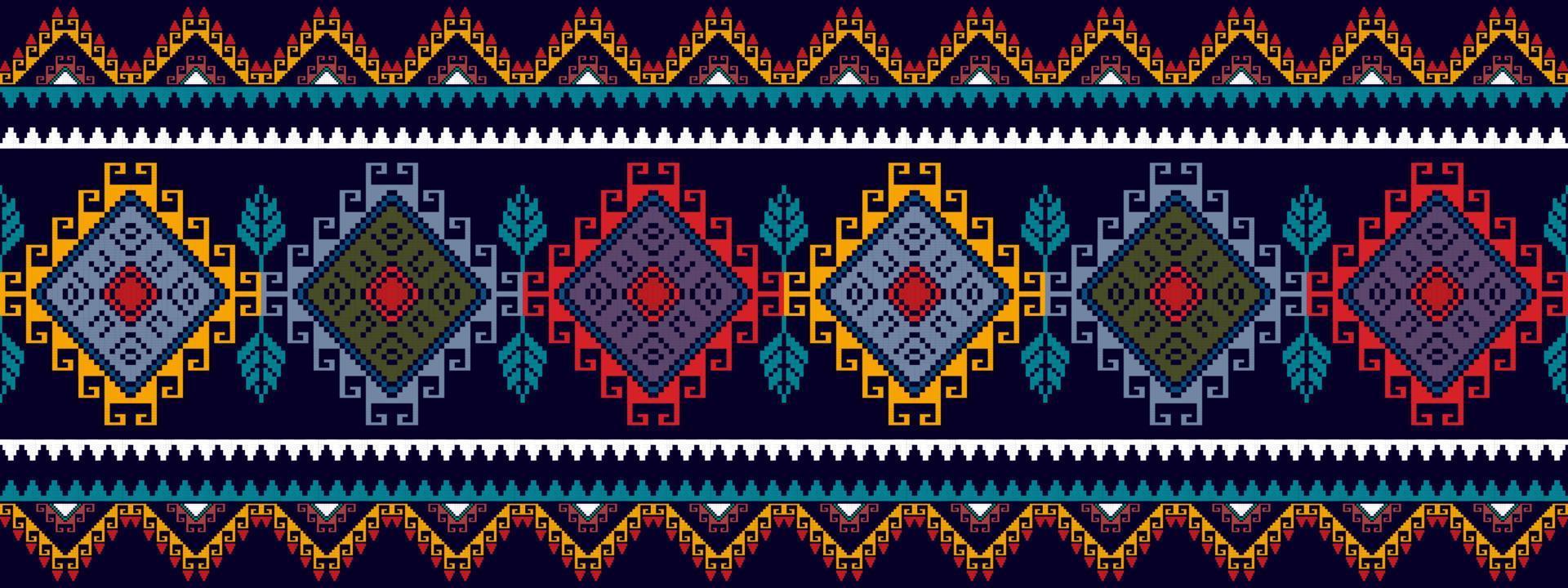 ikat ethnisches nahtloses musterdesign. aztekischer Stoff Teppich Mandala Ornamente Textildekorationen Tapete. tribal boho native ethnische türkei traditionelle stickerei vektor hintergrund