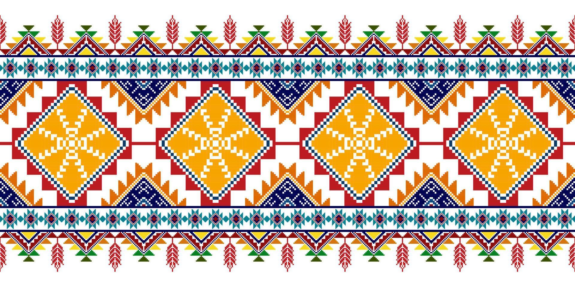 ikat ethnisches nahtloses musterdesign. aztekischer Stoff Teppich Mandala Ornamente Textildekorationen Tapete. tribal boho native ethnische türkei traditionelle stickerei vektor hintergrund