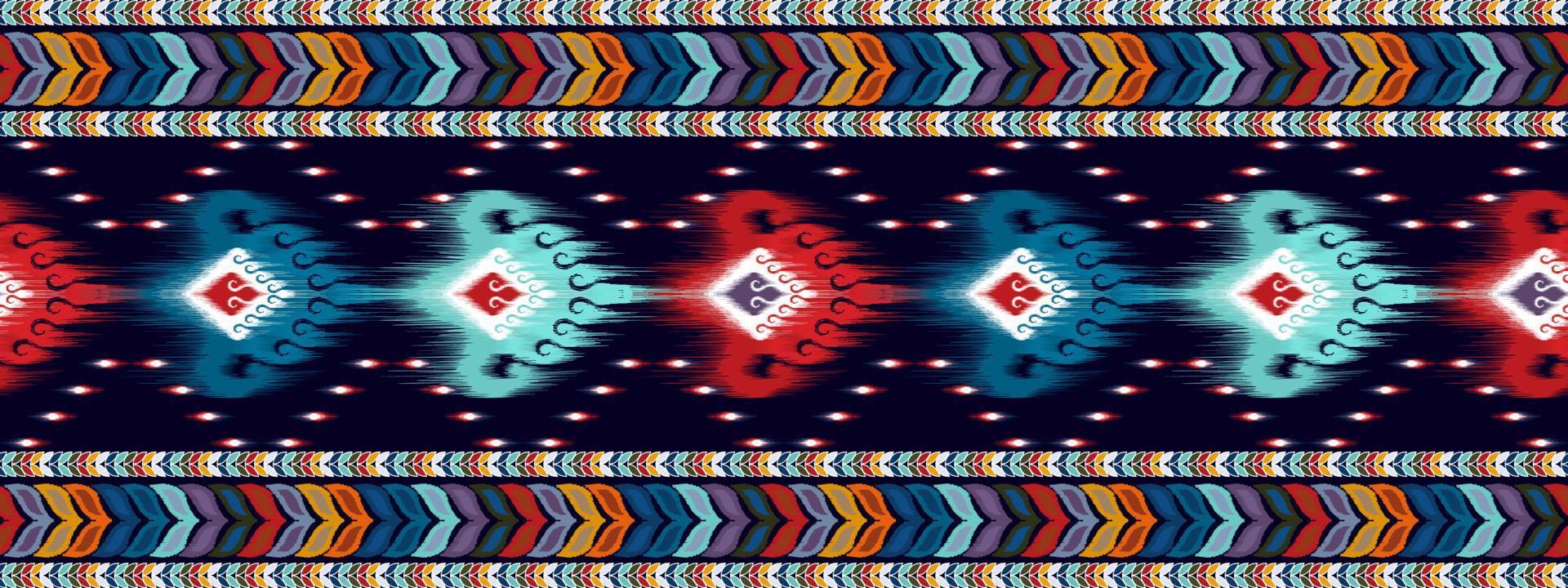 ikat ethnisches nahtloses musterdesign. aztekischer Stoff Teppich Mandala Ornamente Textildekorationen Tapete. tribal boho native ethnische türkei traditionelle stickerei vektor hintergrund