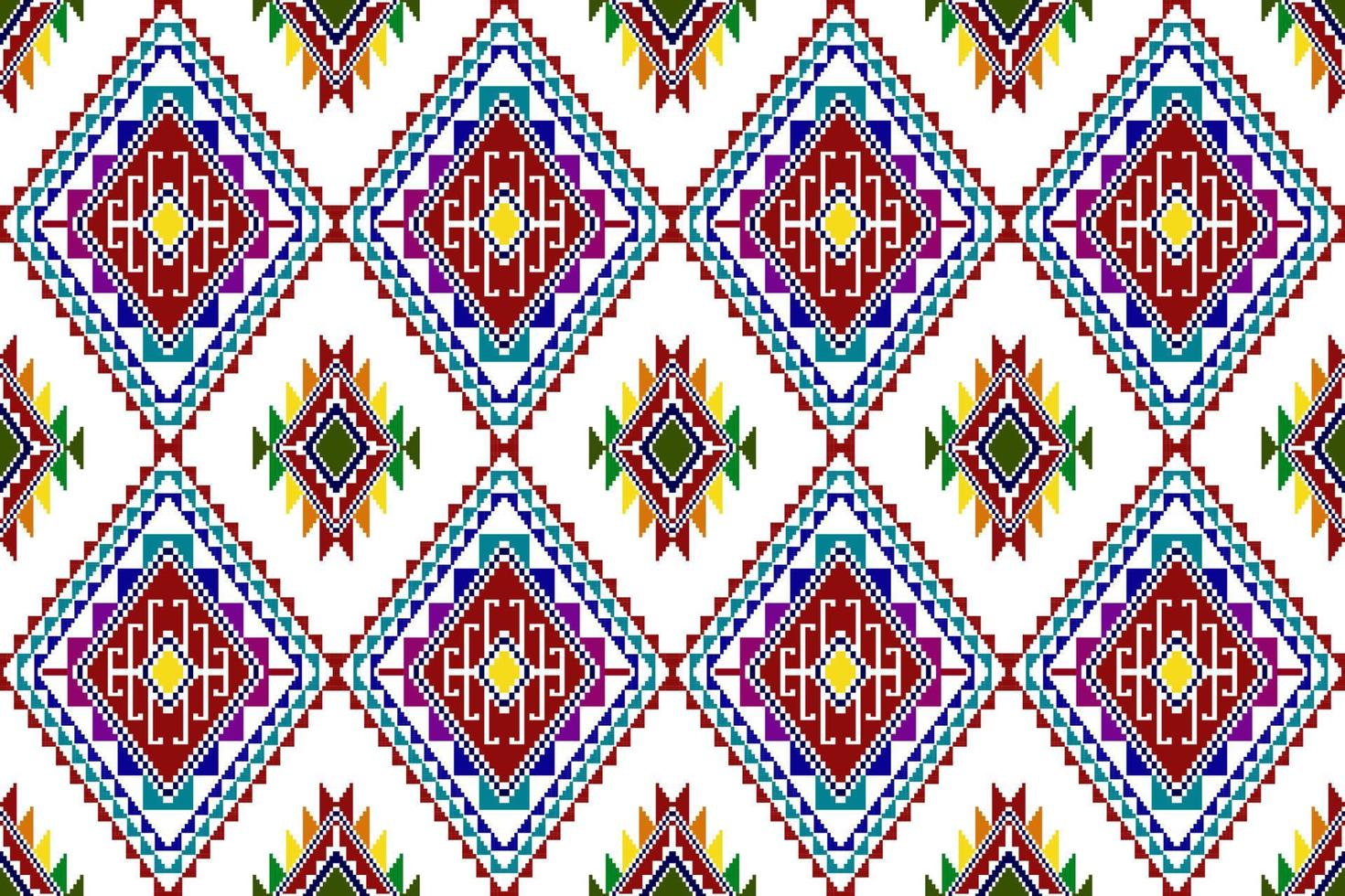 ikat abstraktes geometrisches ethnisches Textildesign mit nahtlosem Muster. aztekischer Stoff Teppich Mandala Ornamente Textildekorationen Tapete. Stammes-Boho-gebürtiger Truthahn-Textil-traditioneller Stickerei-Vektor. vektor