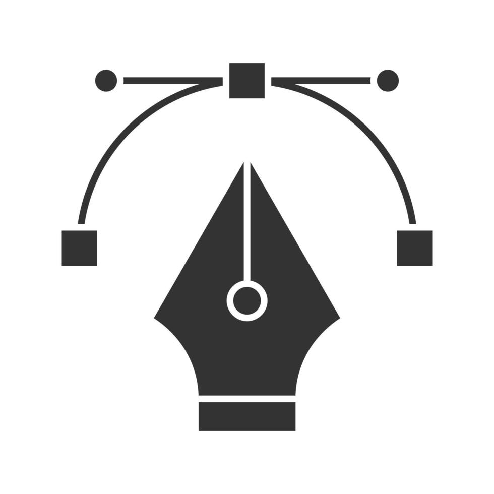 Symbol für Füllfederhalter-Glyphe. Silhouettensymbol. Computer-Stift-Werkzeug. Zeichnung. negativer Raum. vektor isolierte illustration